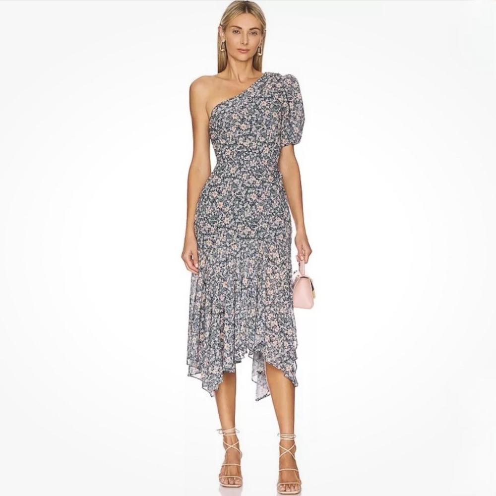 ASTR the Label Santorini One Shoulder Midi Dress Multi Floral